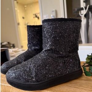Cat and jack Sparkly Black Glitter Boots size 2